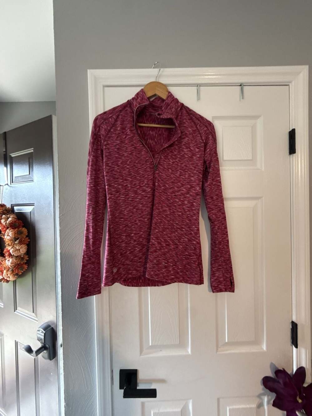 Athleta Size S Mendoza 1/2 Zip Space Dye Pink Pullover Top